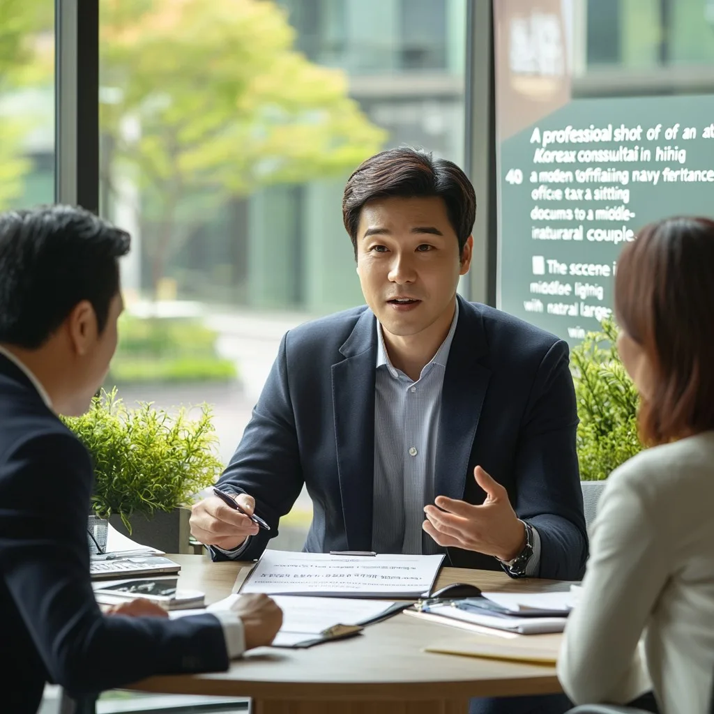 2025년 상속세·증여세 개정안 부결에 따라 절세 대책에 대해 상담하는 모습