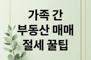 가족 부동산 매매, 세금 폭탄 피하는 절세 전략은?