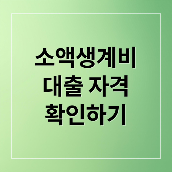 소액생계비 대출: 자격, 한도, 부결 이유 완벽 분석