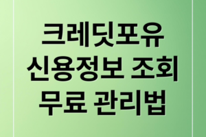 크레딧포유: 무료 신용정보 조회부터 관리까지 A to Z