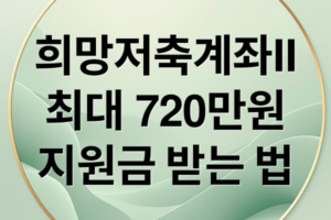 희망저축계좌Ⅱ: 720만원 지원금 받는 자격, 신청 방법 총정리