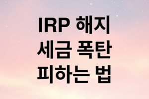 IRP 해지 불이익 및 세금 폭탄 피하는 법: 부득이한 사유와 담보대출 대안 가이드