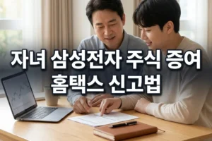 자녀에게 삼성전자 주식 증여할 때 홈택스 증여세 신고 절차와 증여재산 평가서 작성법 (전후 2개월 종가 평균 기준)